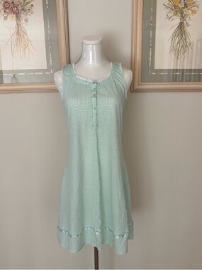 Gingham Sleeveless Dress with Lace Trim